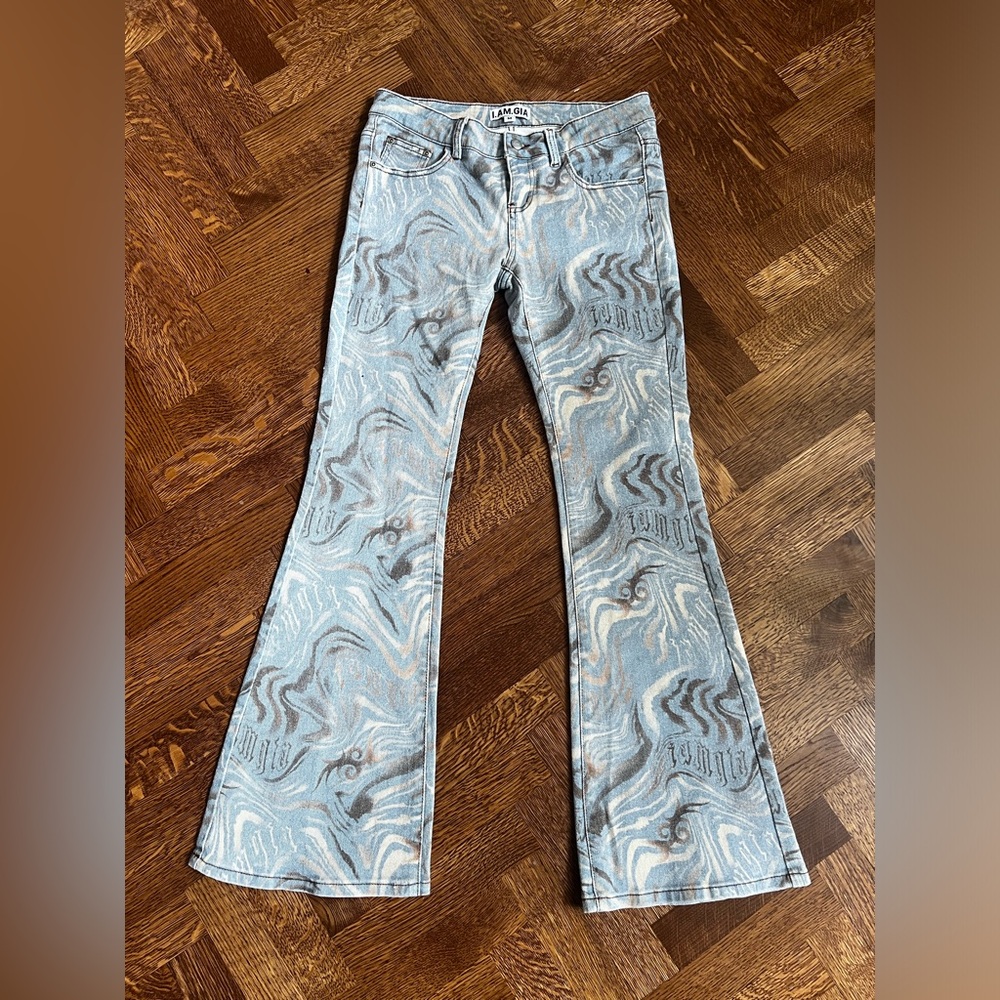 I.AM.GIA Light Blue Swirl Flare Jeans
